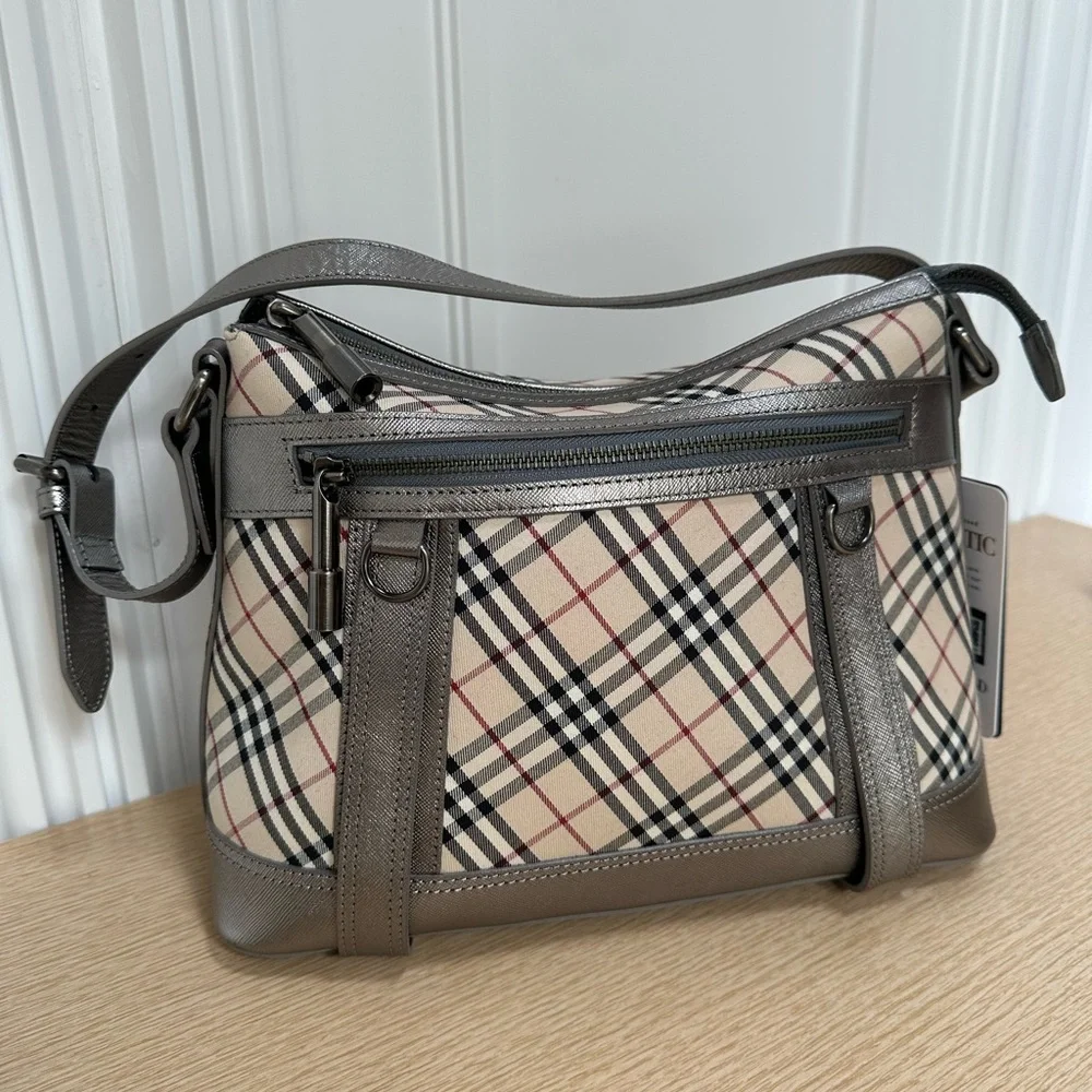 Burberry Plaid Shoulder Bag with Leather Accents, pre-loved Burberry Nova bag - Picture 16 of 16
